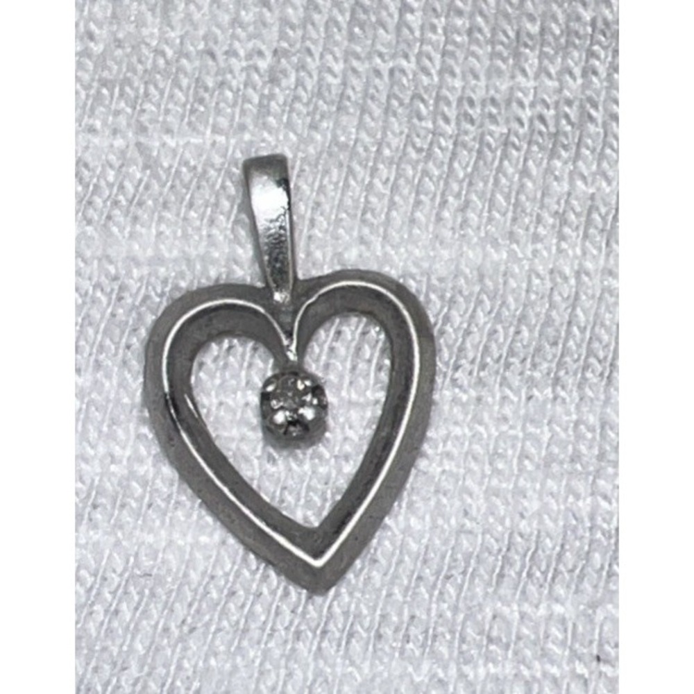 Heart shape Diamond Pendant , white gold 14K  0.5ct single natural diamond